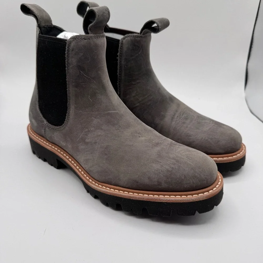 Nisolo Go-To Lug Chelsea Boot Grey‎ Leather Women's 7 Nee in Box Water Resistant